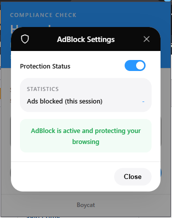 Boycat ad blocker removing ads from a webpage for a cleaner browsing experience